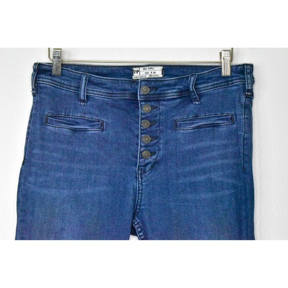 Free People Exposed Button Fly High Rise Irreplaceable Flare Jeans Size 29 Bell - Picture 4 of 10